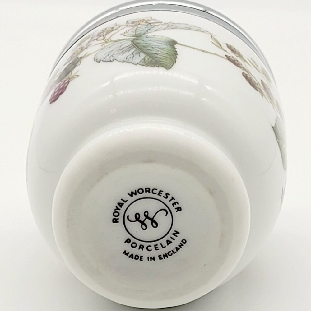Vintage Royal Worcester Porcelain Egg Coddler Lavinia BlackBerry Jam Jar Small - Picture 2 of 6